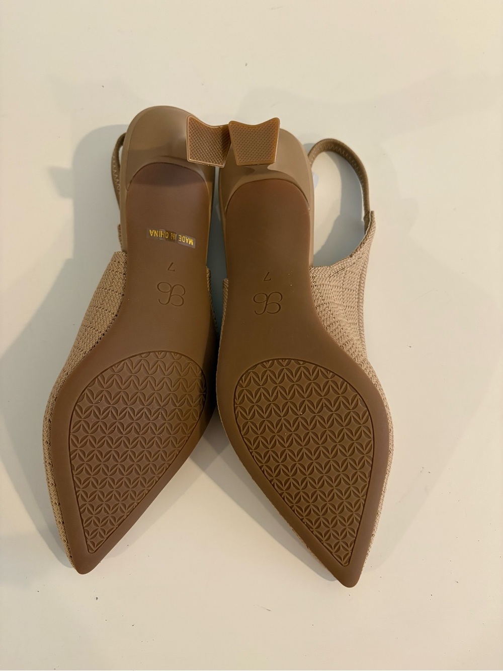 Cosy Island || EverLush Bowknot Pointed Toe Heel Slingback Low Heeled Apricot 7 - Picture 7 of 9